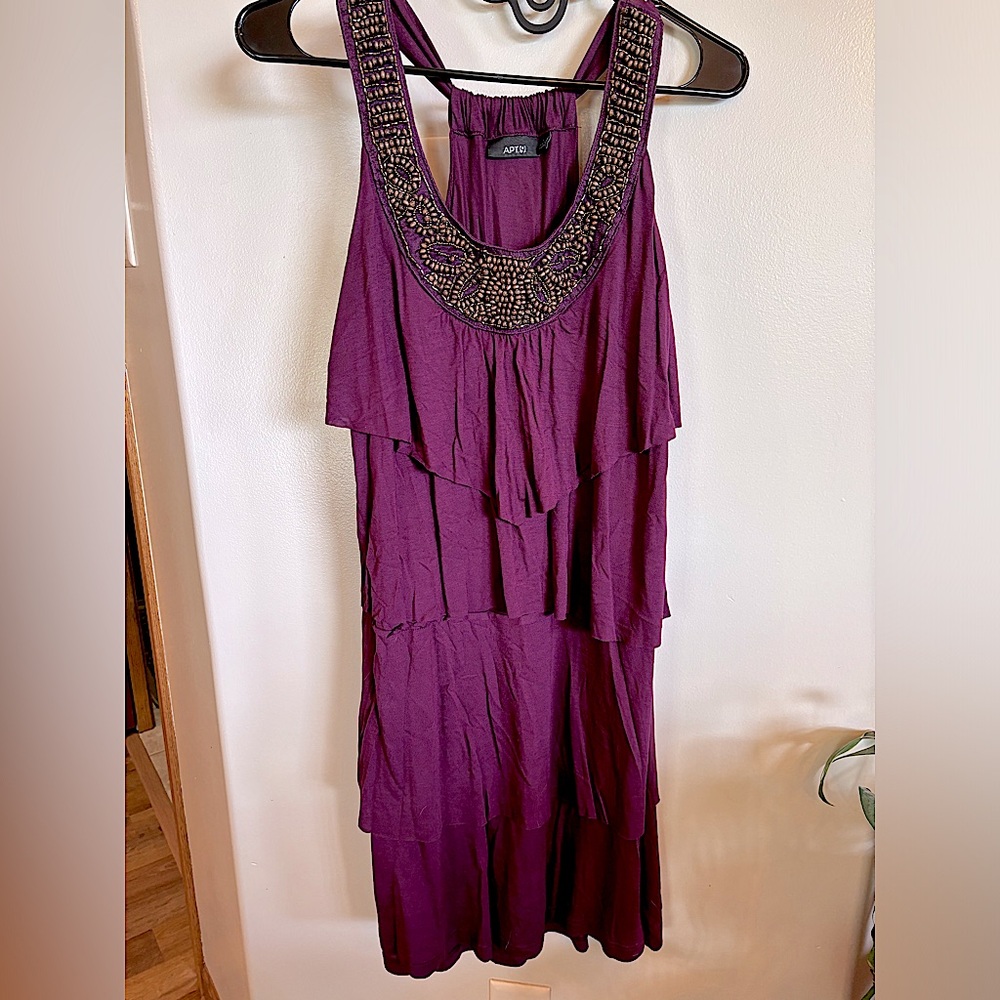 ❤️Women’s Apt 9 plum colored tiered dress size L